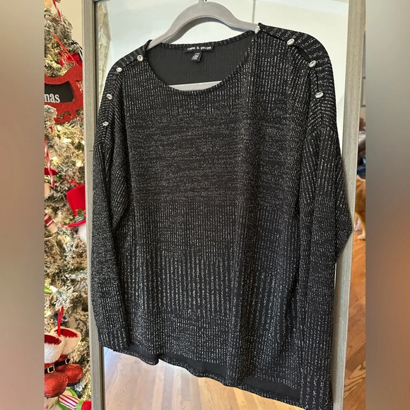Women's Cable & Gauge Black & Silver Long Sleeve Top 
Top
Size L/10 - Picture 1 of 11